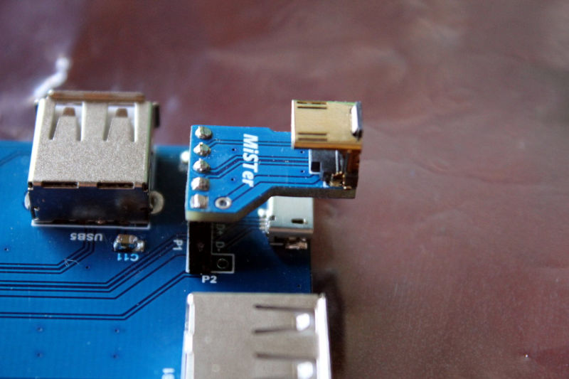 L-Shaped USB bracket connector for the Mister FPGA USB HUB